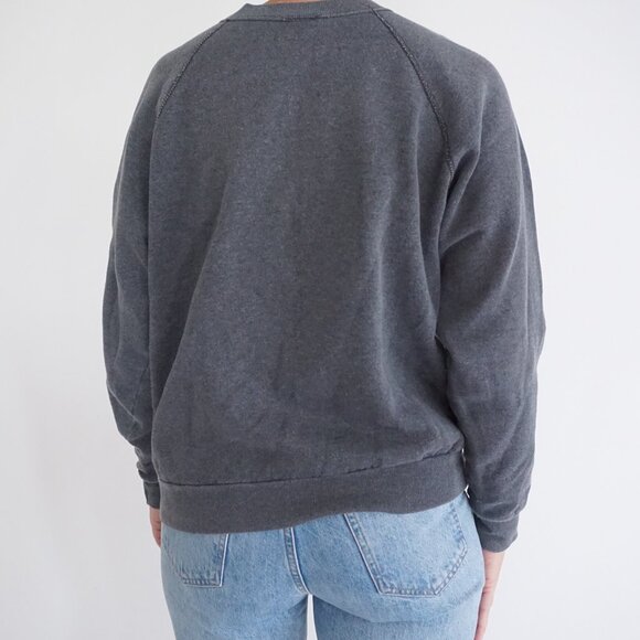 Vintage Tultex Grey Puppy Apple Graphic Sweatshirt 90s Sweater Grandmacore M - Picture 2 of 9